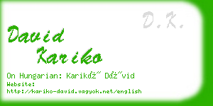 david kariko business card